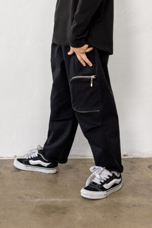 SPODNIE MASHMNIE TKANINOWE CZARNE