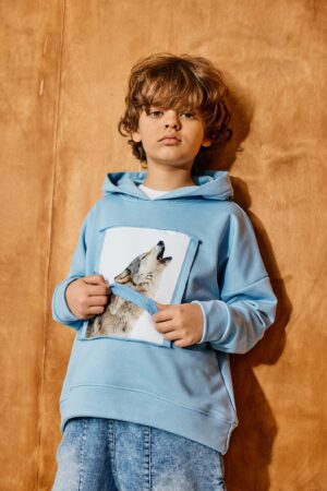 BLUZA Z KAPTUREM MASHMNIE NIEBIESKA