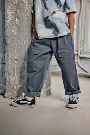 SPODNIE BOJÓWKI MASHMNIE Z TKANINY SZARE