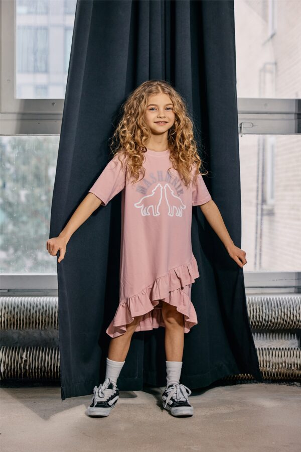 SUKIENKA MASHMNIE Z FALBANKAMI RÓŻOWA