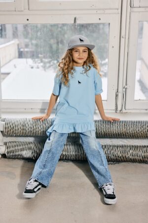 TUNIKA MASHMNIE Z FALBANKAMI NIEBIESKA