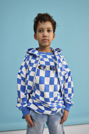 BLUZA ROZPINANA LOOSE BLUZZ SZACHOWNICA NIEBIESKA