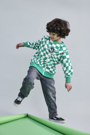 BLUZA ROZPINANA LOOSE BLUZZ SZACHOWNICA ZIELONA