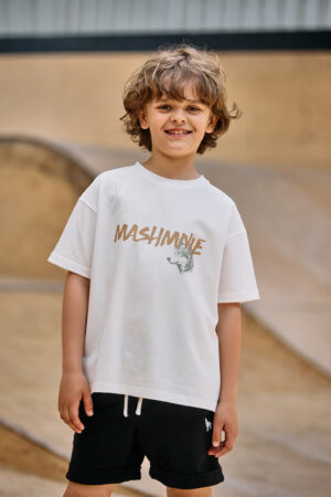 T-SHIRT MASHMNIE Z NAPISEM BIAŁY