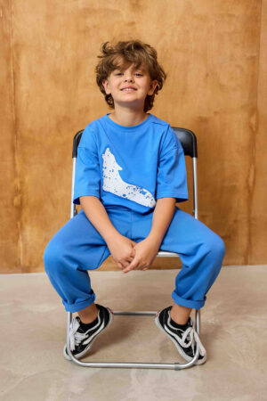T-SHIRT WOLF Z PRZECIĘCIEM NIEBIESKI /DROP 2 RE:FORM