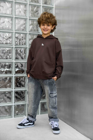 BLUZA WOLF Z KAPTUREM CIEMNOBRĄZOWA /DROP 2 RE:FORM